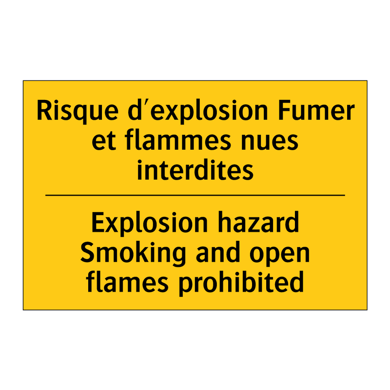 Risque d'explosion Fumer et flammes  /.../ - Explosion hazard Smoking and open  /.../