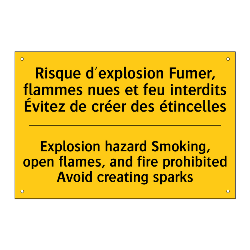 Risque d'explosion Fumer, flammes  /.../ - Explosion hazard Smoking, open  /.../
