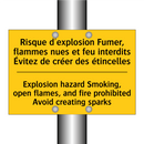 Risque d'explosion Fumer, flammes  /.../ - Explosion hazard Smoking, open  /.../