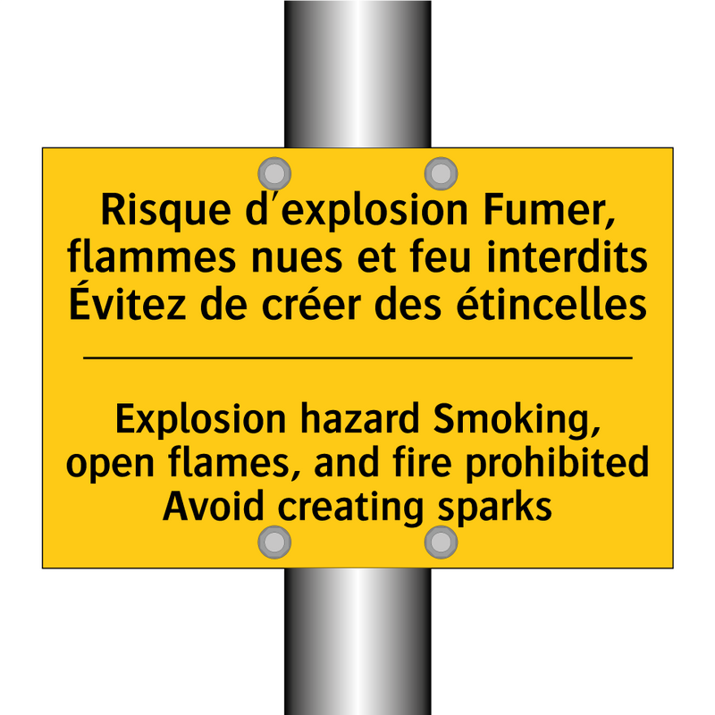 Risque d'explosion Fumer, flammes  /.../ - Explosion hazard Smoking, open  /.../