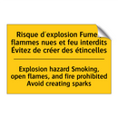 Risque d'explosion Fumer, flammes  /.../ - Explosion hazard Smoking, open  /.../