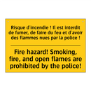 Risque d'incendie ! Il est interdit  /.../ - Fire hazard! Smoking, fire, and  /.../