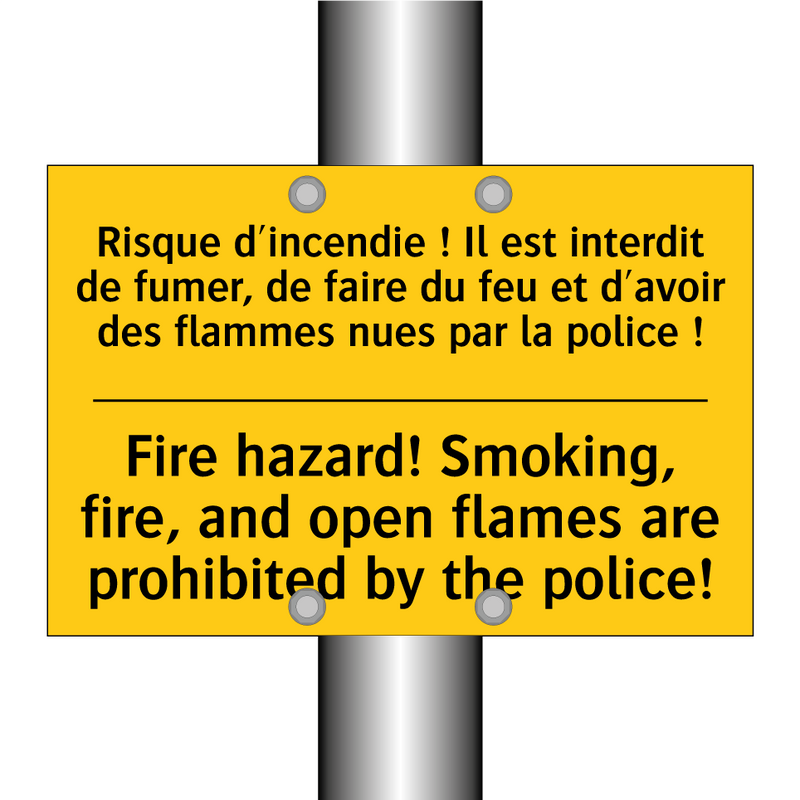 Risque d'incendie ! Il est interdit  /.../ - Fire hazard! Smoking, fire, and  /.../