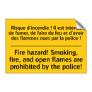Risque d'incendie ! Il est interdit  /.../ - Fire hazard! Smoking, fire, and  /.../