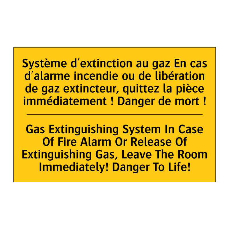 Système d'extinction au gaz En  /.../ - Gas Extinguishing System In Case  /.../
