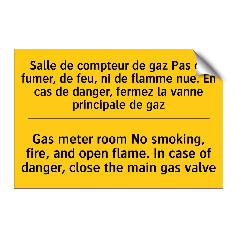 Salle de compteur de gaz Pas de  /.../ - Gas meter room No smoking, fire,  /.../