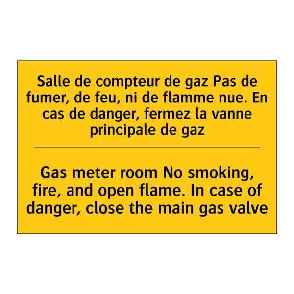 Salle de compteur de gaz Pas de  /.../ - Gas meter room No smoking, fire,  /.../