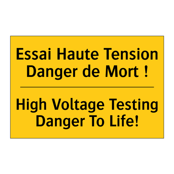 Essai Haute Tension Danger de  /.../ - High Voltage Testing Danger To  /.../