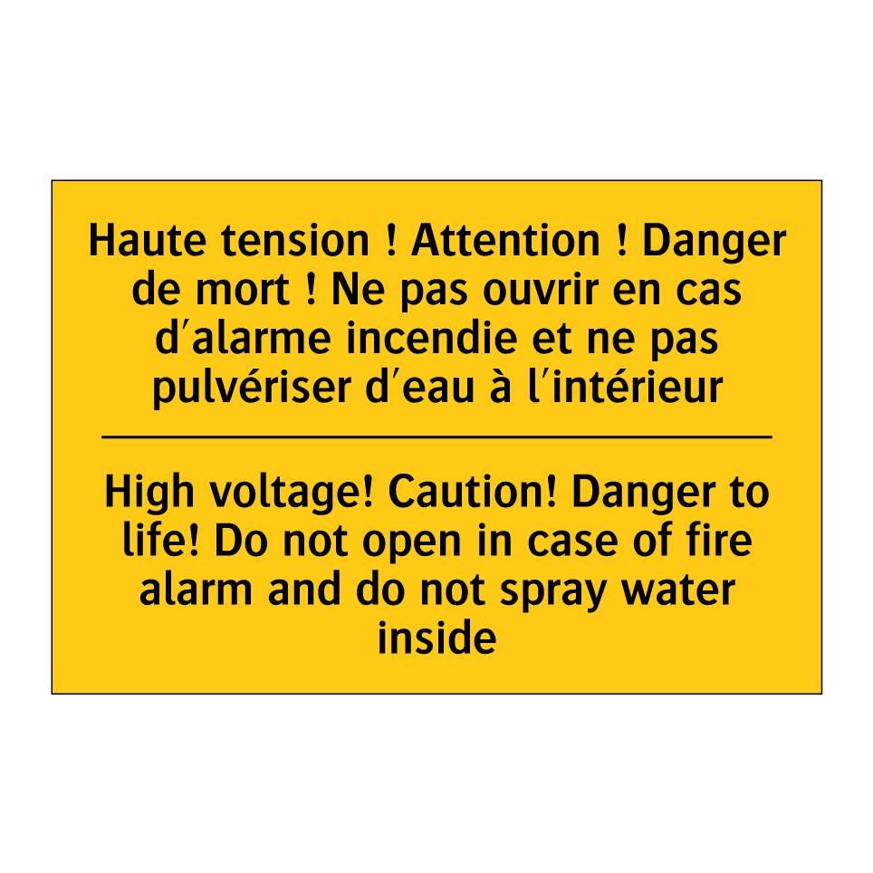Haute tension ! Attention ! Danger  /.../ - High voltage! Caution! Danger  /.../