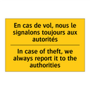 En cas de vol, nous le signalons  /.../ - In case of theft, we always report  /.../