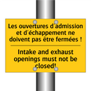 Les ouvertures d'admission et  /.../ - Intake and exhaust openings must  /.../
