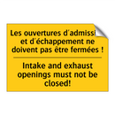 Les ouvertures d'admission et  /.../ - Intake and exhaust openings must  /.../