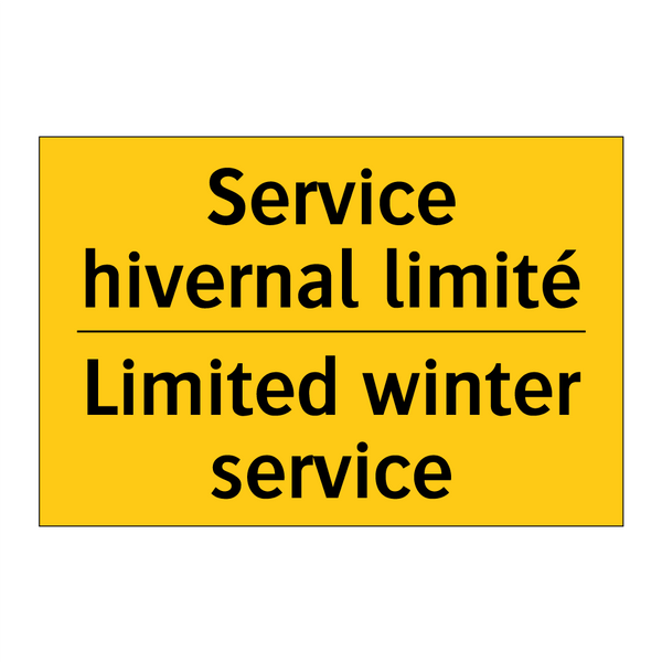 Service hivernal limité - Limited winter service