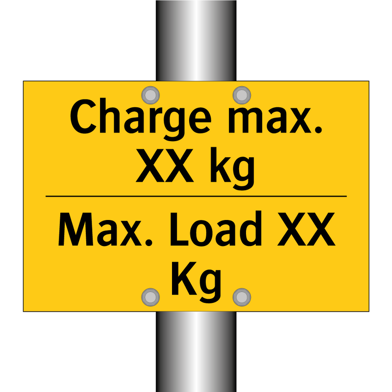 Charge max. XX kg - Max. Load XX Kg