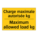 Charge maximale autorisée kg - Maximum allowed load kg