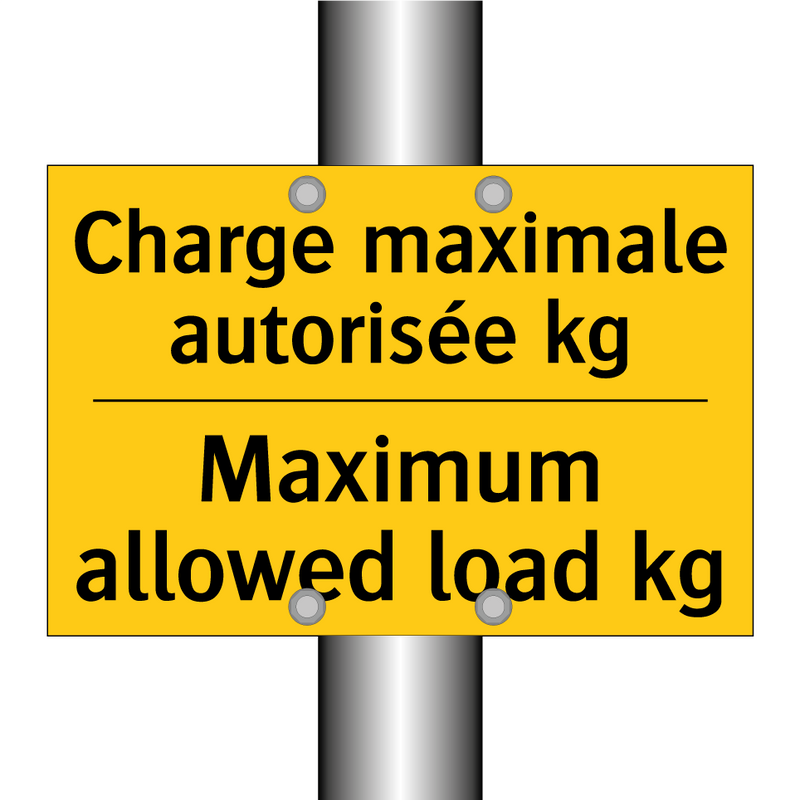 Charge maximale autorisée kg - Maximum allowed load kg