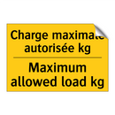 Charge maximale autorisée kg - Maximum allowed load kg