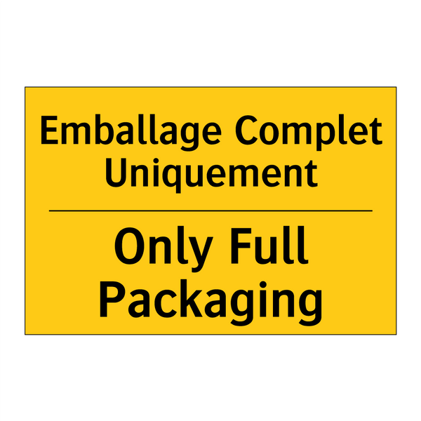 Emballage Complet Uniquement - Only Full Packaging