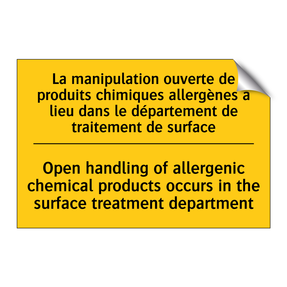 La manipulation ouverte de produits  /.../ - Open handling of allergenic chemical  /.../