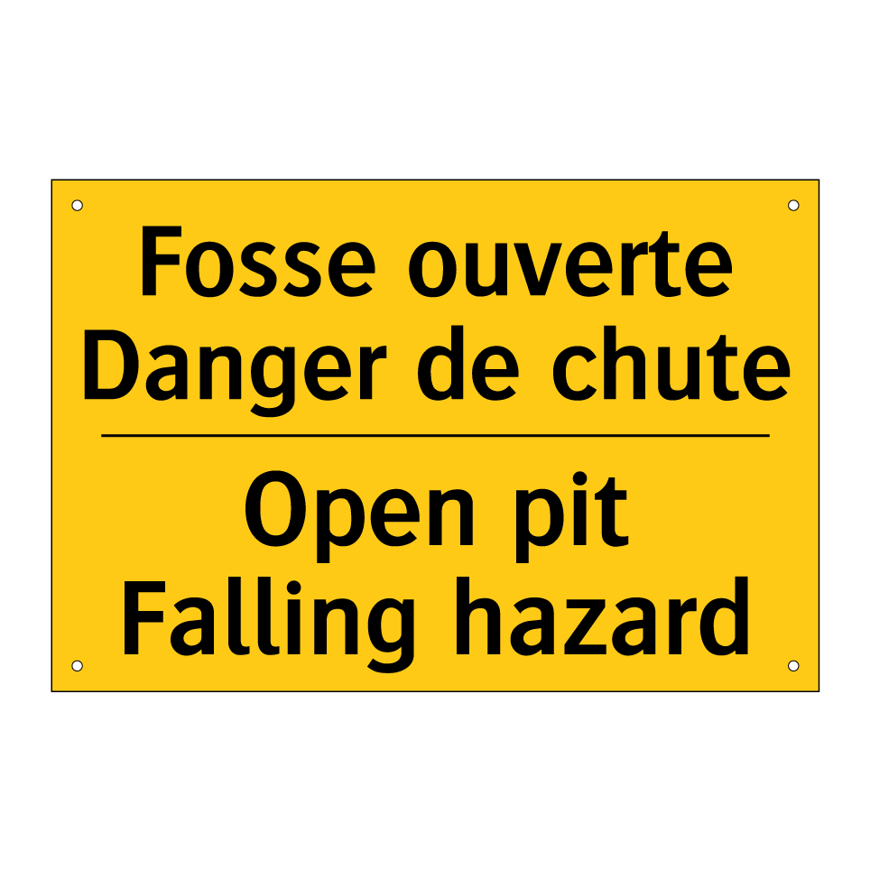Fosse ouverte Danger de chute - Open pit Falling hazard