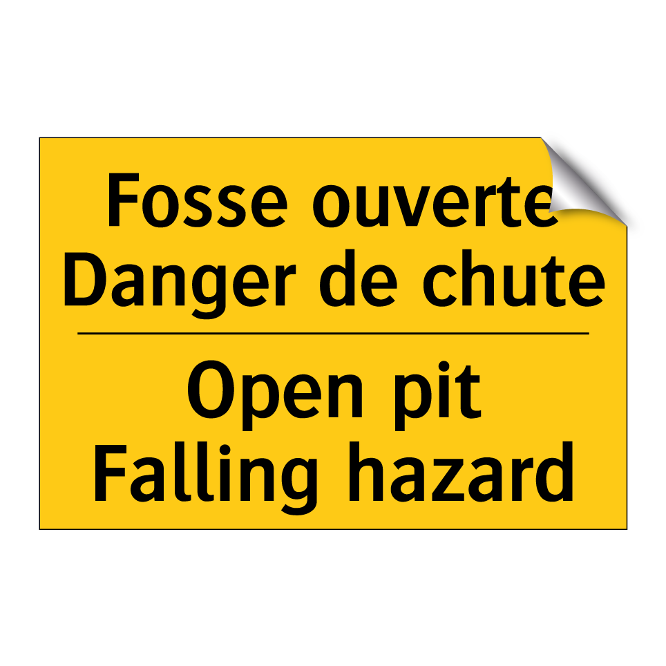 Fosse ouverte Danger de chute - Open pit Falling hazard