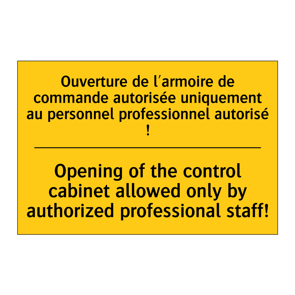 Ouverture de l'armoire de commande  /.../ - Opening of the control cabinet  /.../