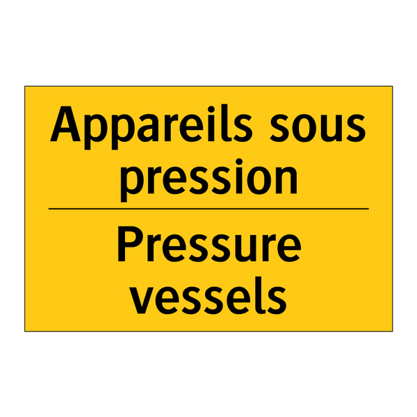 Appareils sous pression - Pressure vessels