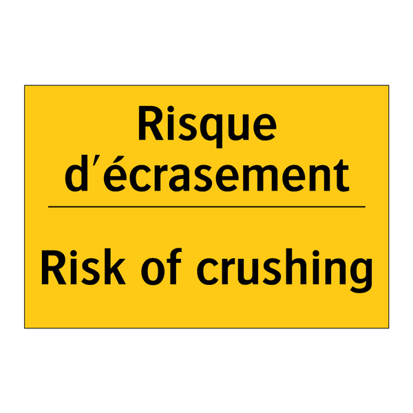 Risque d'écrasement - Risk of crushing