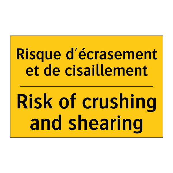 Risque d'écrasement et de cisaillement /.../ - Risk of crushing and shearing