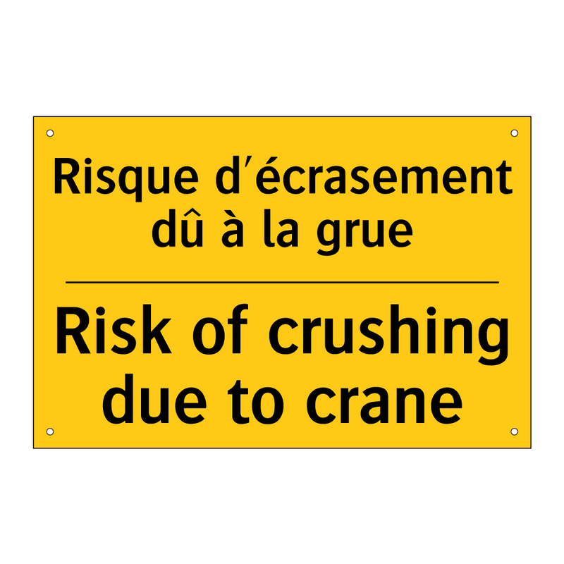 Risque d'écrasement dû à la grue /.../ - Risk of crushing due to crane