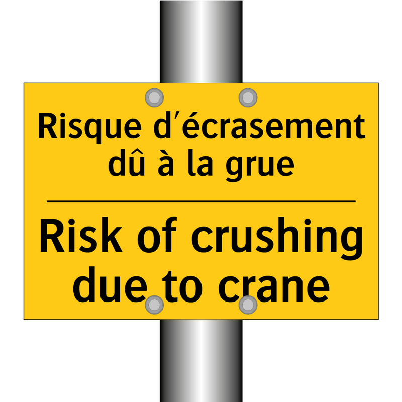 Risque d'écrasement dû à la grue /.../ - Risk of crushing due to crane