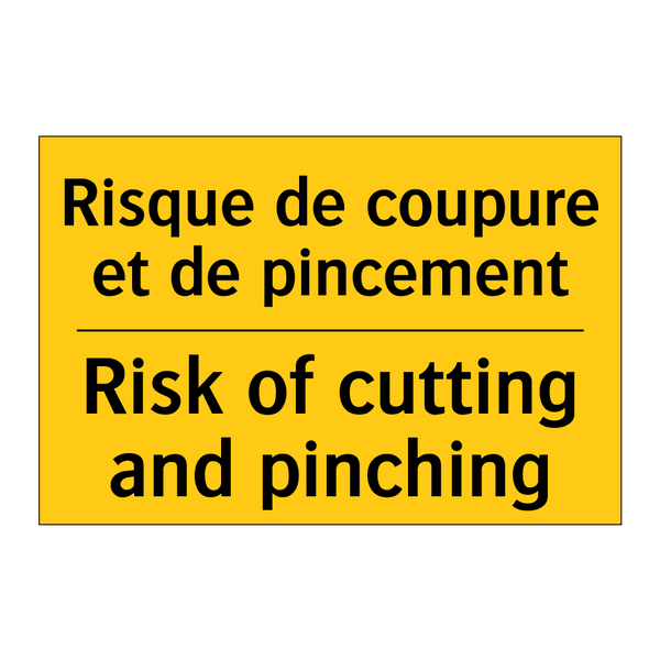 Risque de coupure et de pincement /.../ - Risk of cutting and pinching
