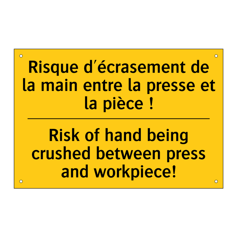 Risque d'écrasement de la main  /.../ - Risk of hand being crushed between  /.../