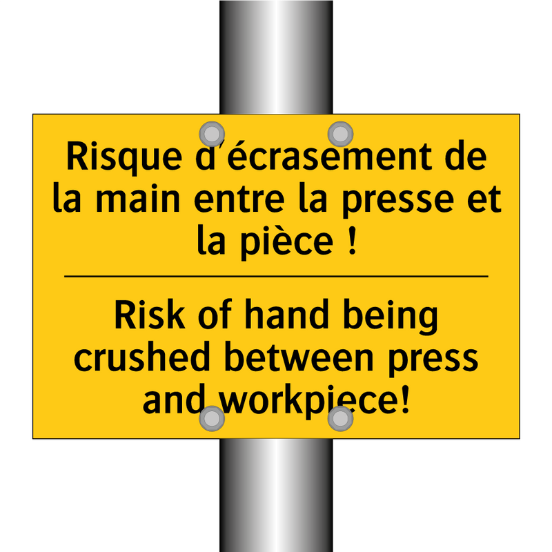 Risque d'écrasement de la main  /.../ - Risk of hand being crushed between  /.../