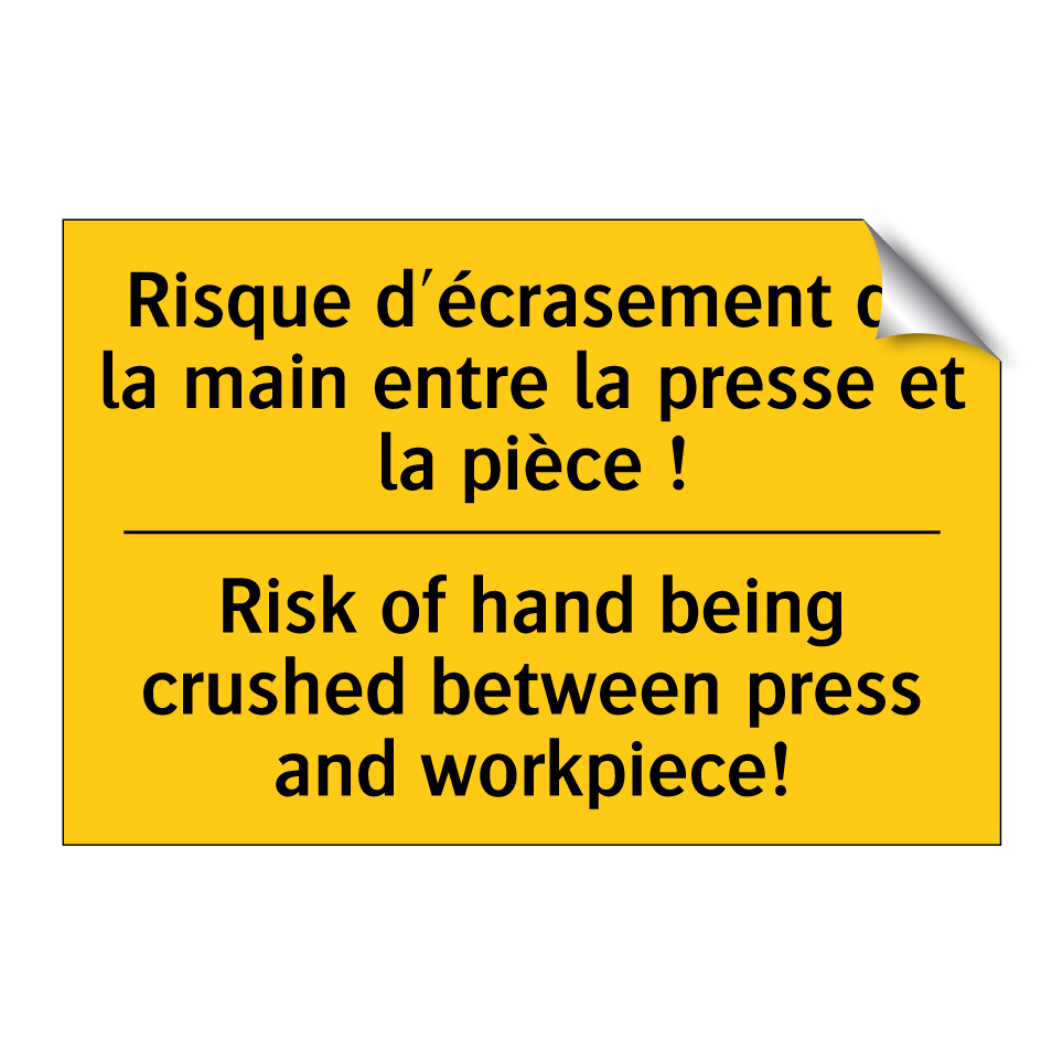 Risque d'écrasement de la main  /.../ - Risk of hand being crushed between  /.../