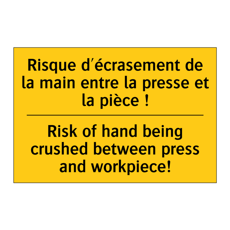 Risque d'écrasement de la main  /.../ - Risk of hand being crushed between  /.../
