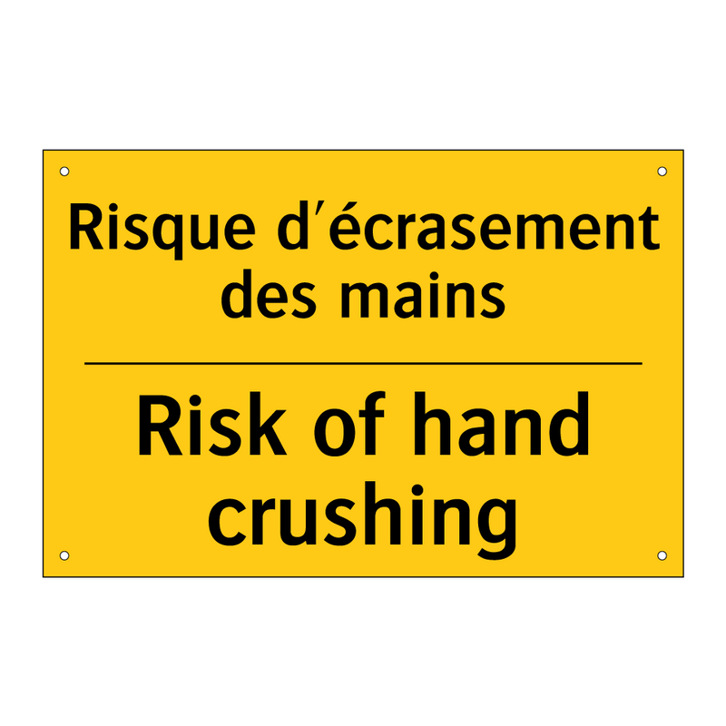 Risque d'écrasement des mains - Risk of hand crushing