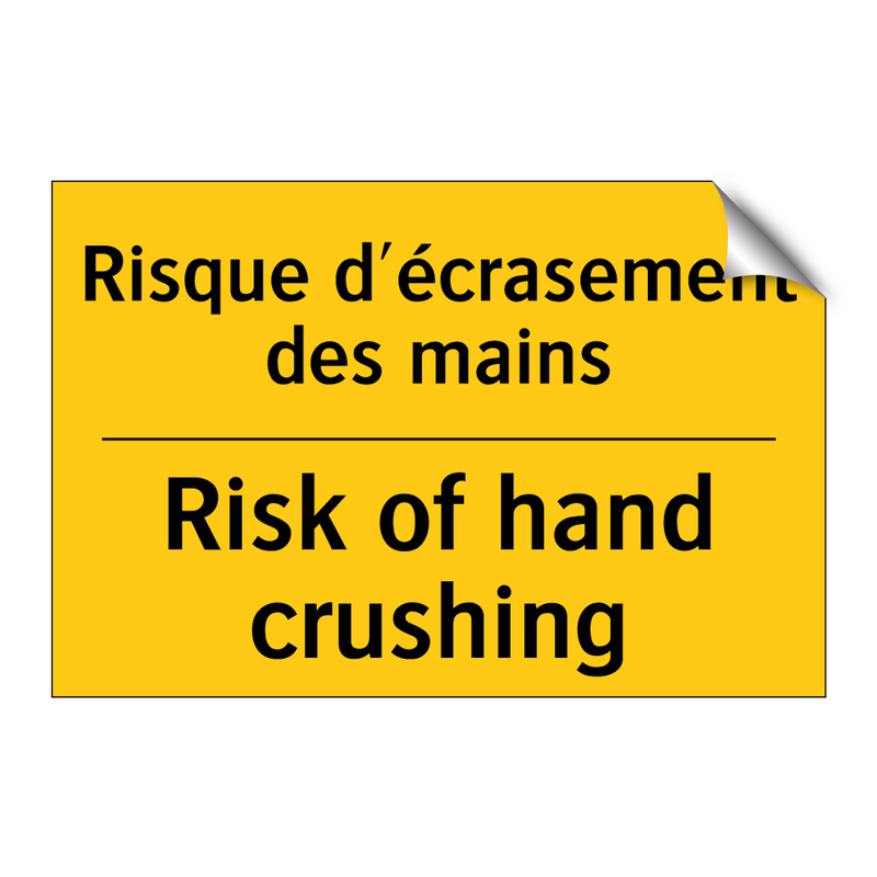 Risque d'écrasement des mains - Risk of hand crushing