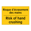 Risque d'écrasement des mains - Risk of hand crushing