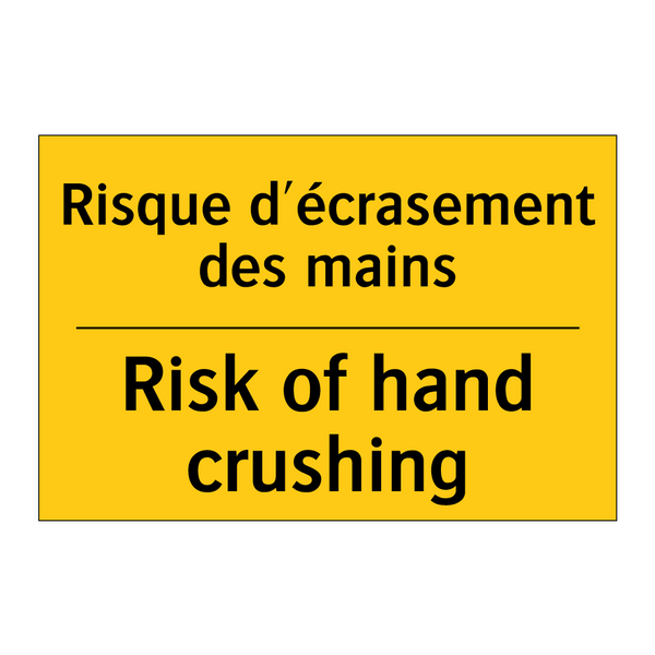 Risque d'écrasement des mains - Risk of hand crushing