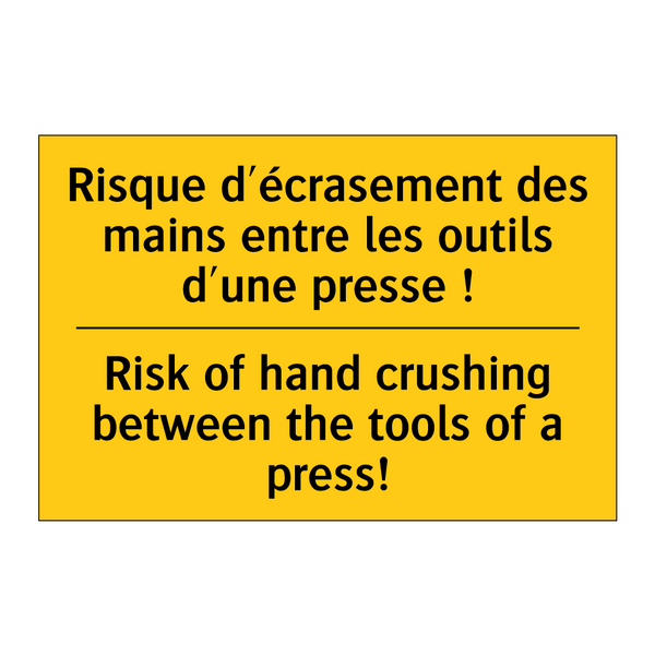 Risque d'écrasement des mains  /.../ - Risk of hand crushing between  /.../