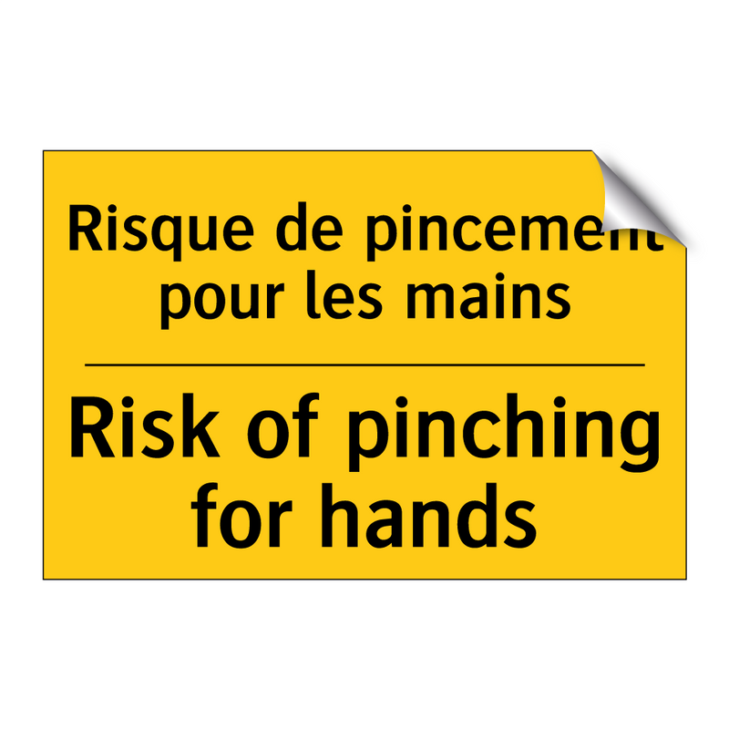 Risque de pincement pour les mains /.../ - Risk of pinching for hands