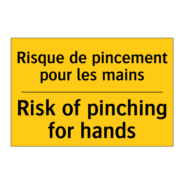 Risque de pincement pour les mains /.../ - Risk of pinching for hands