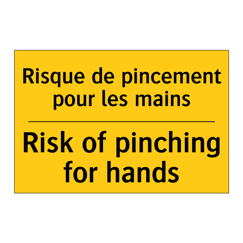 Risque de pincement pour les mains /.../ - Risk of pinching for hands