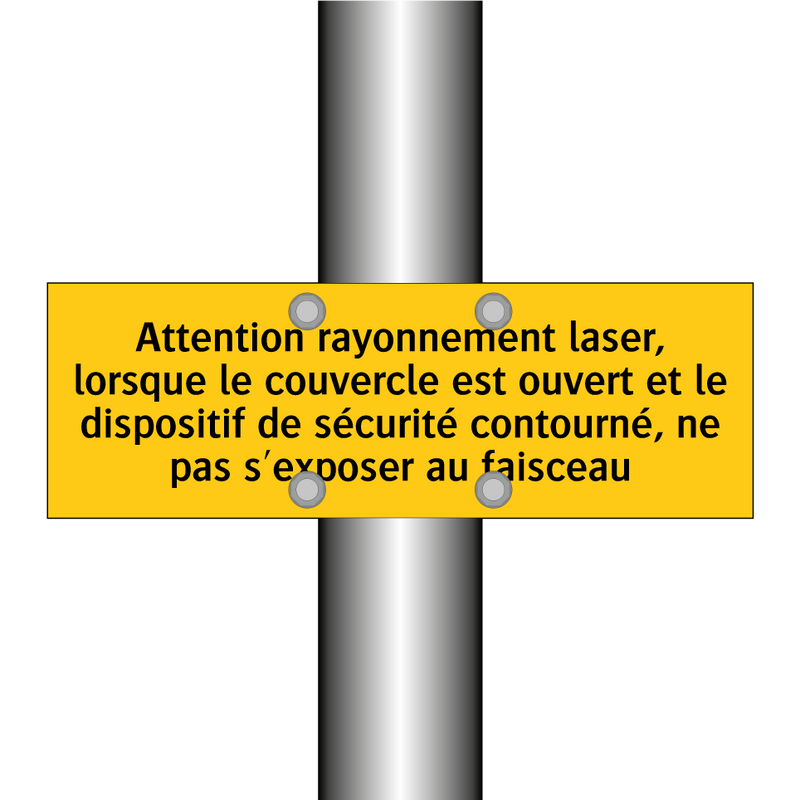 Attention rayonnement laser, lorsque le couvercle est ouvert et le dispositif de sécurité contourné, ne pas s'exposer au faisceau