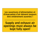 Les ouvertures d'alimentation  /.../ - Supply and exhaust air openings  /.../