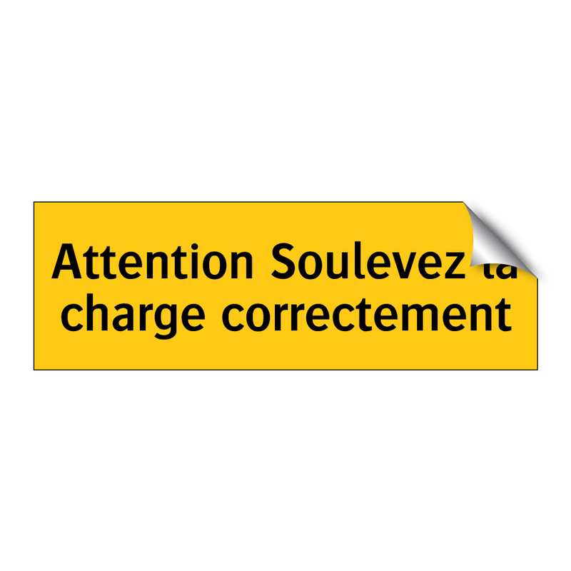 Attention Soulevez la charge correctement