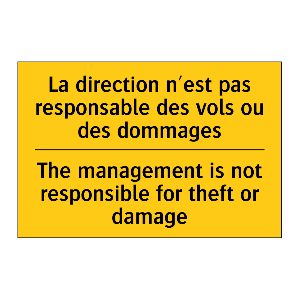 La direction n'est pas responsable  /.../ - The management is not responsible  /.../