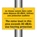 Le niveau sonore dans cette zone  /.../ - The noise level in this area exceeds  /.../