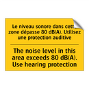 Le niveau sonore dans cette zone  /.../ - The noise level in this area exceeds  /.../